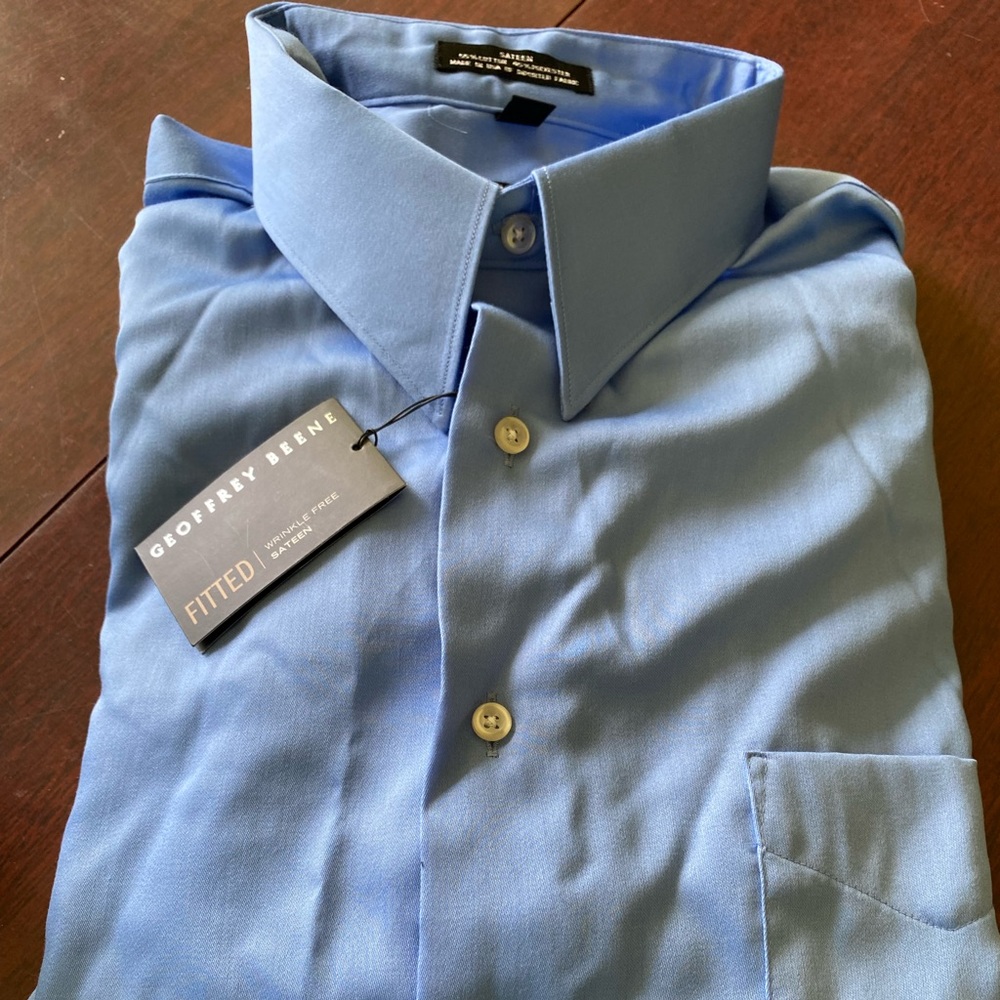 Mens Geoffrey Beene blue dress shirt size XL. 17 1/2  34/34